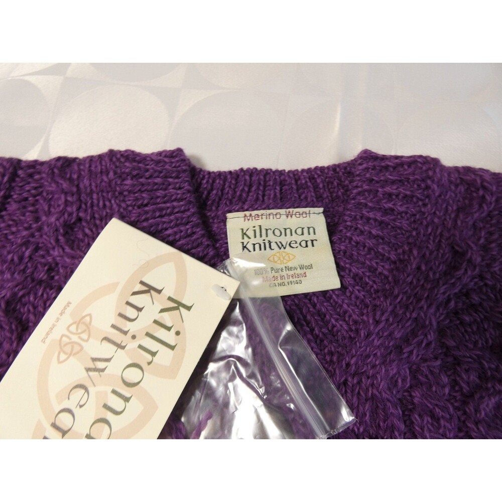 Kilronan Knitwear Women's Cardigan Royal Purple Merio Wool Sweater L NWT - Picture 3 of 11